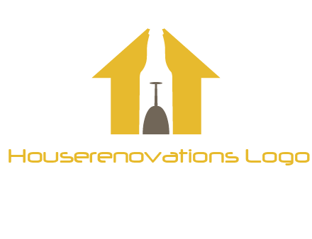 upside down wine glass in bottle inside home logo