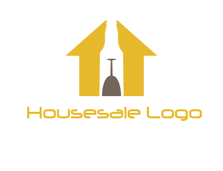 upside down wine glass in bottle inside home logo
