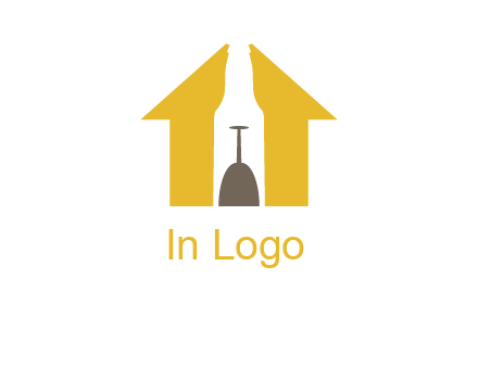 upside down wine glass in bottle inside home logo