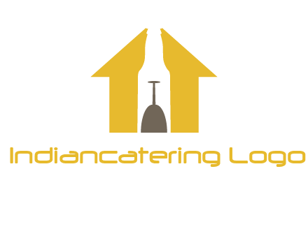upside down wine glass in bottle inside home logo