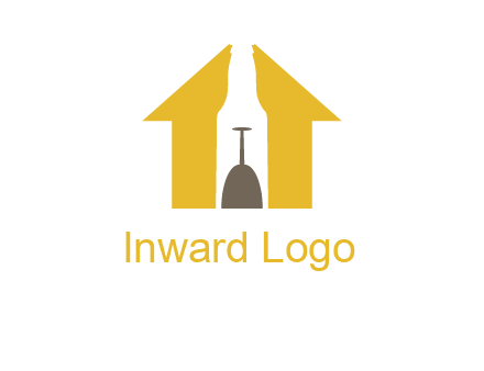upside down wine glass in bottle inside home logo