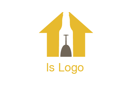 upside down wine glass in bottle inside home logo