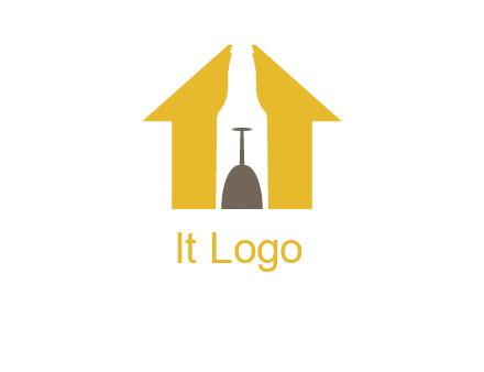 upside down wine glass in bottle inside home logo