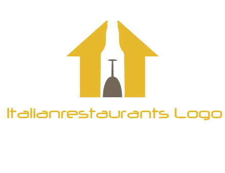 upside down wine glass in bottle inside home logo