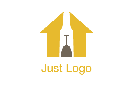 upside down wine glass in bottle inside home logo