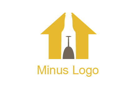 upside down wine glass in bottle inside home logo