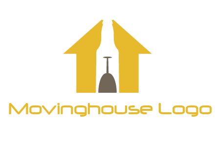upside down wine glass in bottle inside home logo