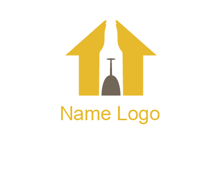 upside down wine glass in bottle inside home logo