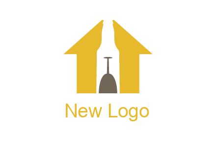 upside down wine glass in bottle inside home logo