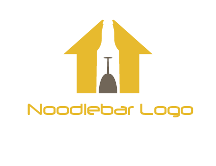 upside down wine glass in bottle inside home logo