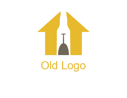 upside down wine glass in bottle inside home logo