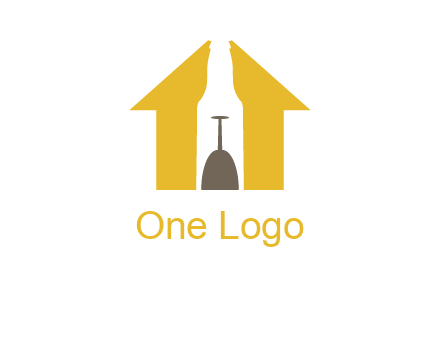 upside down wine glass in bottle inside home logo