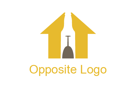 upside down wine glass in bottle inside home logo