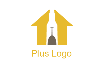 upside down wine glass in bottle inside home logo