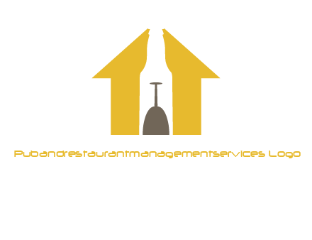 upside down wine glass in bottle inside home logo