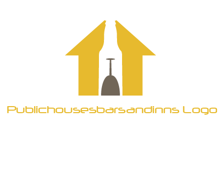 upside down wine glass in bottle inside home logo
