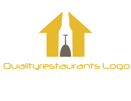 upside down wine glass in bottle inside home logo
