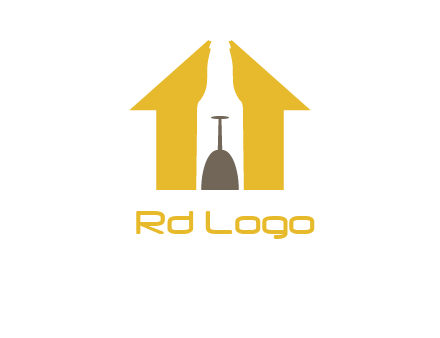 upside down wine glass in bottle inside home logo