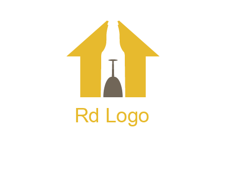 upside down wine glass in bottle inside home logo