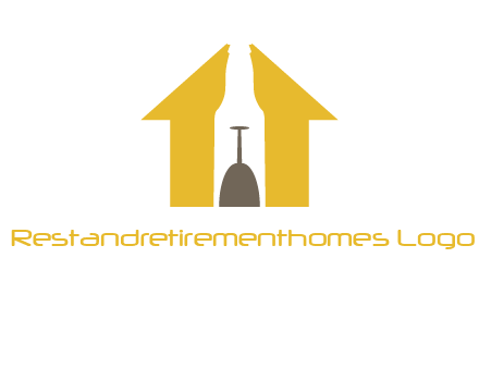 upside down wine glass in bottle inside home logo