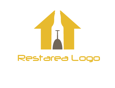 upside down wine glass in bottle inside home logo