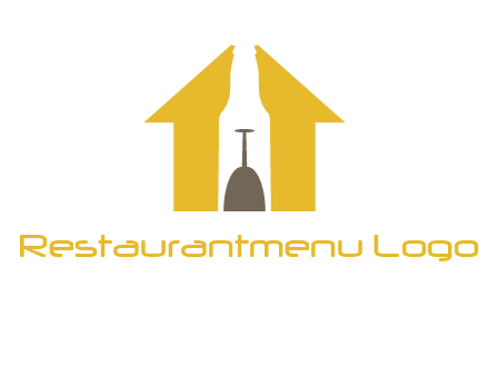 upside down wine glass in bottle inside home logo