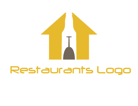 upside down wine glass in bottle inside home logo