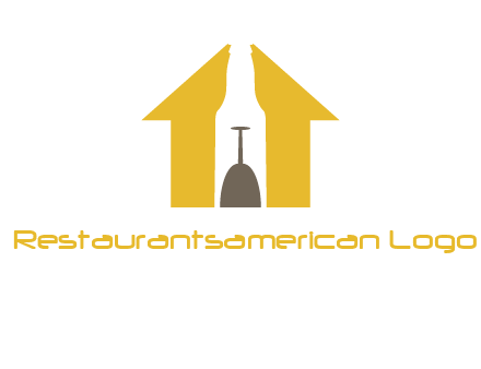 upside down wine glass in bottle inside home logo