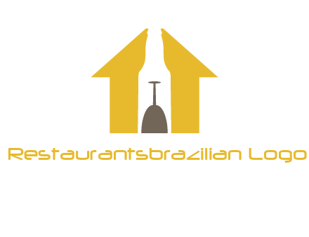 upside down wine glass in bottle inside home logo