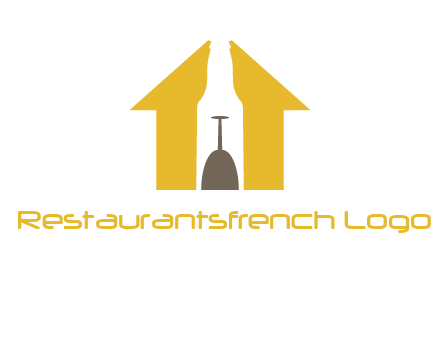 upside down wine glass in bottle inside home logo