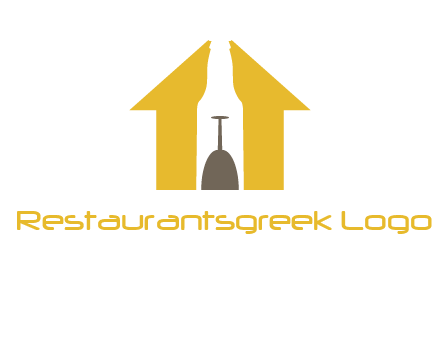 upside down wine glass in bottle inside home logo