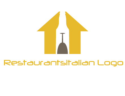 upside down wine glass in bottle inside home logo
