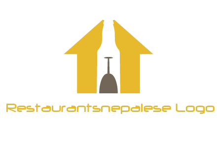 upside down wine glass in bottle inside home logo