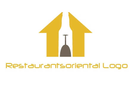 upside down wine glass in bottle inside home logo