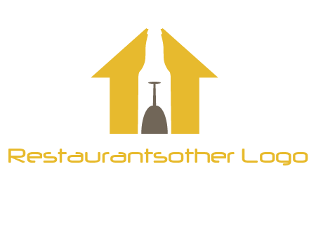 upside down wine glass in bottle inside home logo