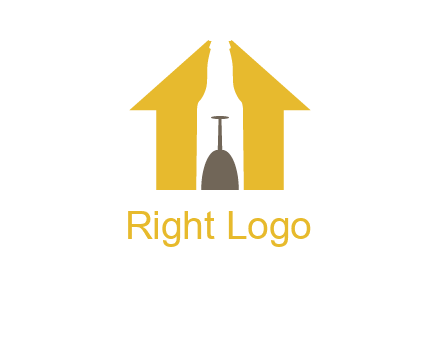 upside down wine glass in bottle inside home logo