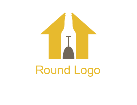 upside down wine glass in bottle inside home logo