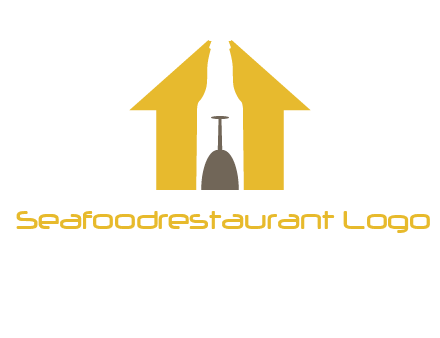 upside down wine glass in bottle inside home logo