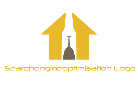 upside down wine glass in bottle inside home logo