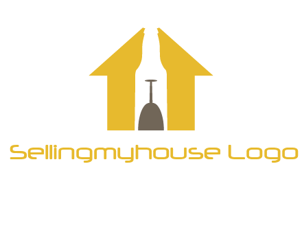 upside down wine glass in bottle inside home logo