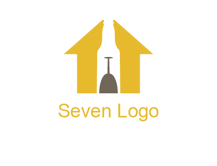 upside down wine glass in bottle inside home logo