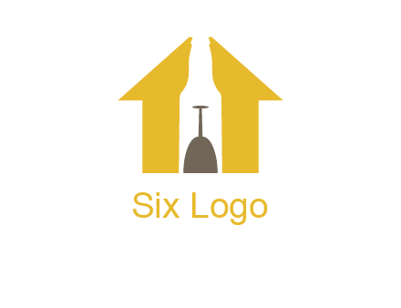 upside down wine glass in bottle inside home logo