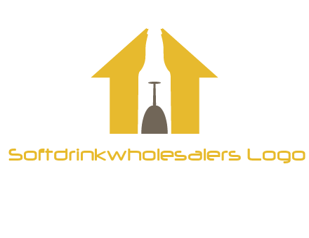 upside down wine glass in bottle inside home logo