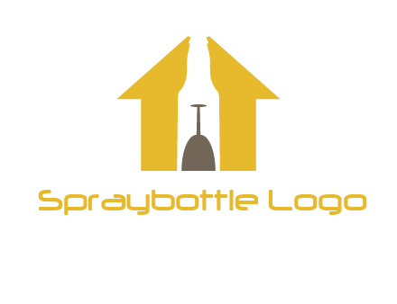 upside down wine glass in bottle inside home logo