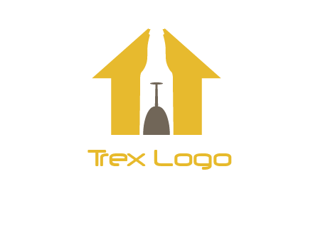 upside down wine glass in bottle inside home logo