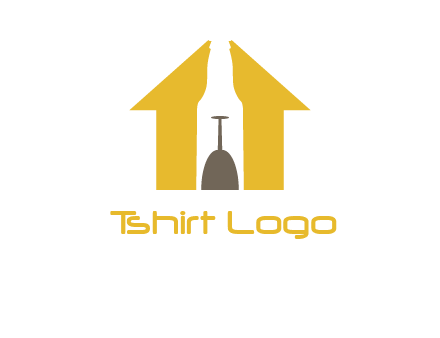 upside down wine glass in bottle inside home logo