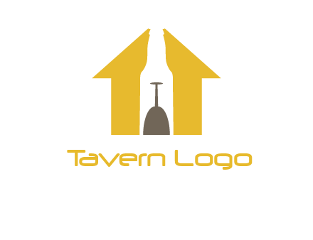 upside down wine glass in bottle inside home logo