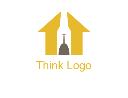 upside down wine glass in bottle inside home logo