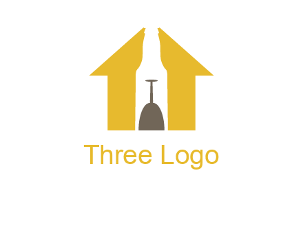 upside down wine glass in bottle inside home logo