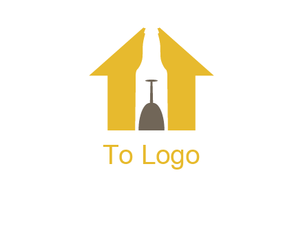 upside down wine glass in bottle inside home logo